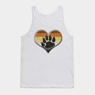 Large Gay Bear Pride Heart with Paw Symbol Tank Top